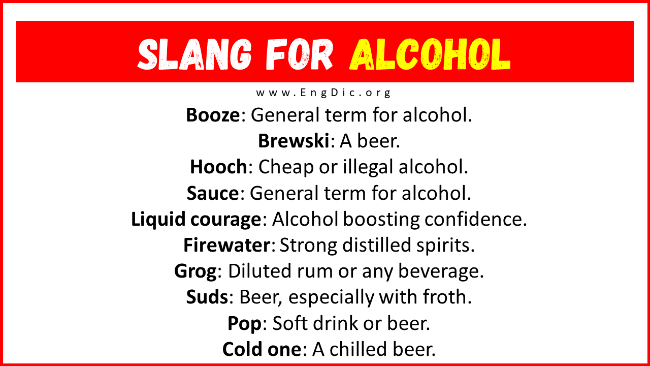 50 Slang For Alcohol Their Uses Meanings EngDic