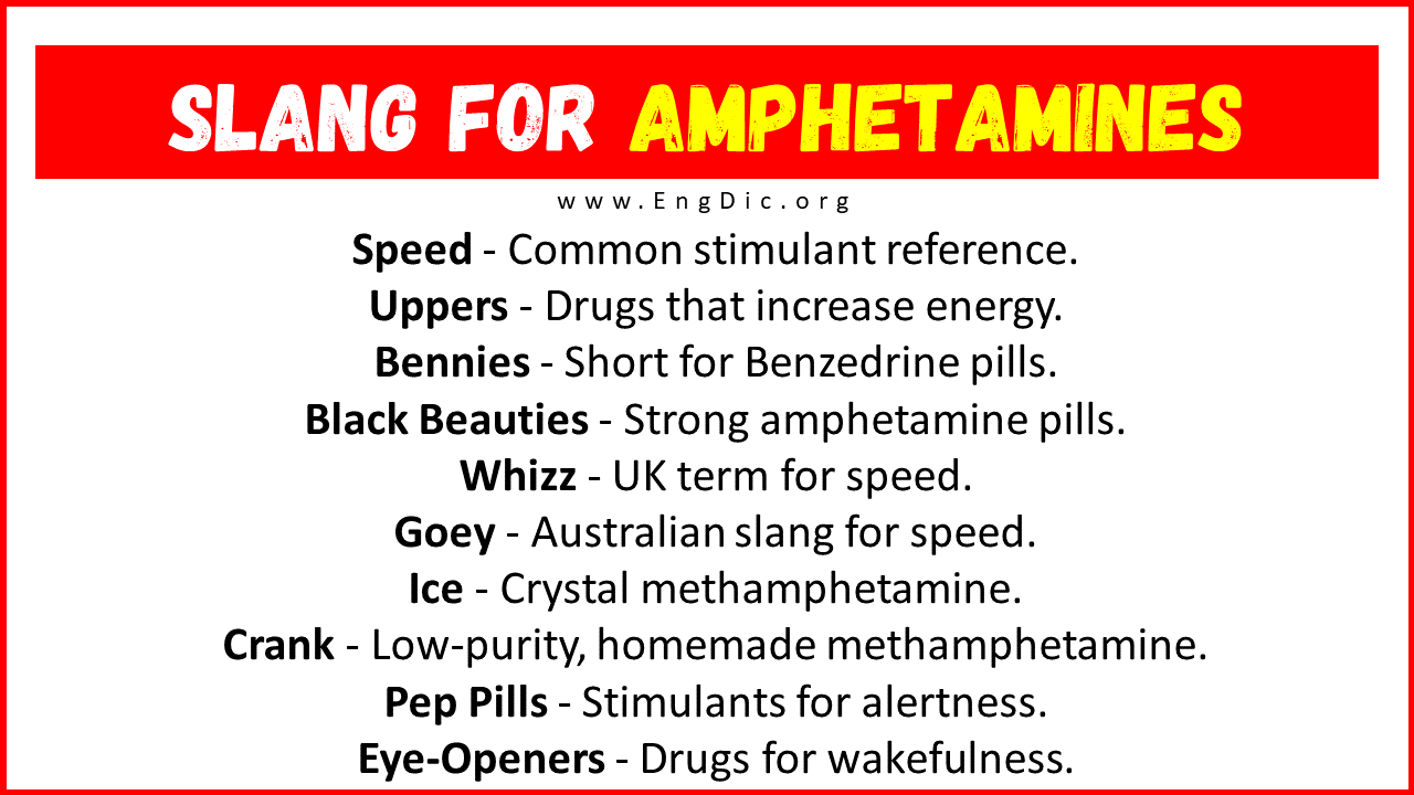 Slang For Amphetamines