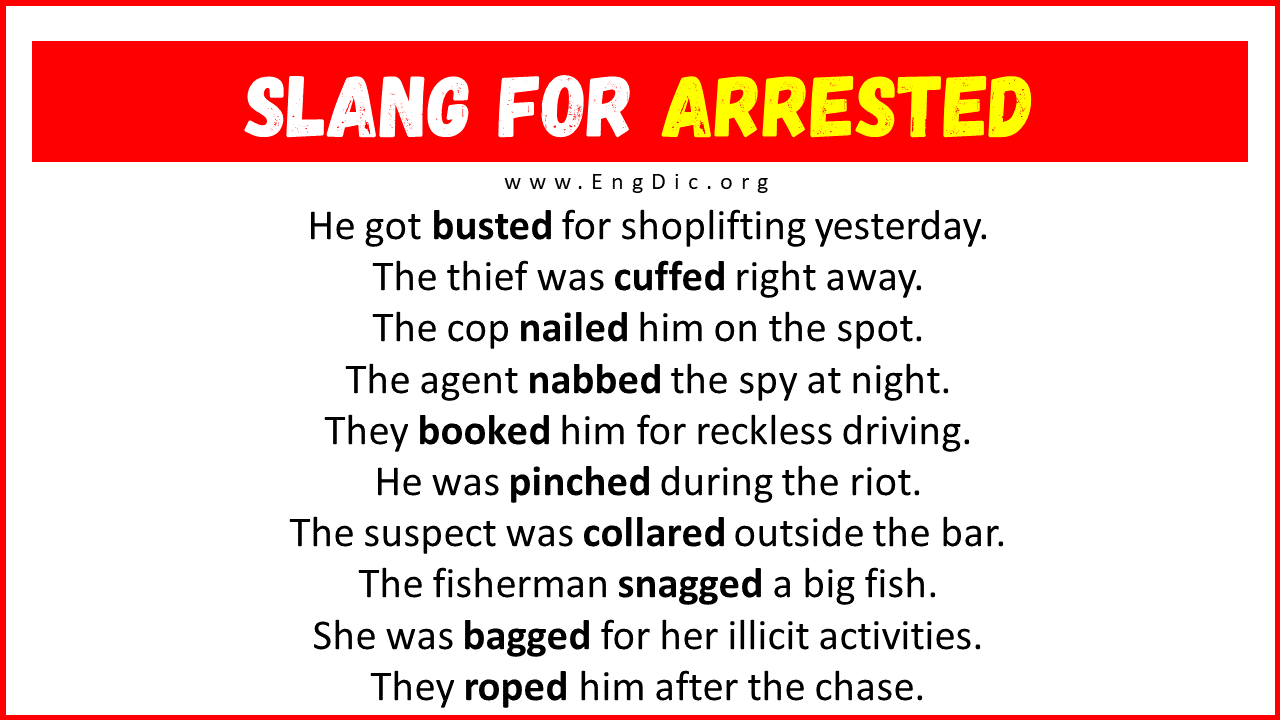 Slang For Arrested Slang For Arrested