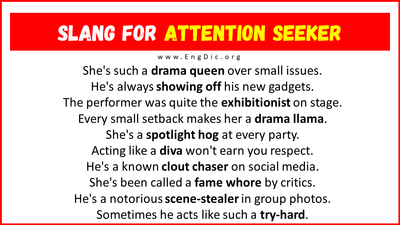 Slang For Attention Seeker