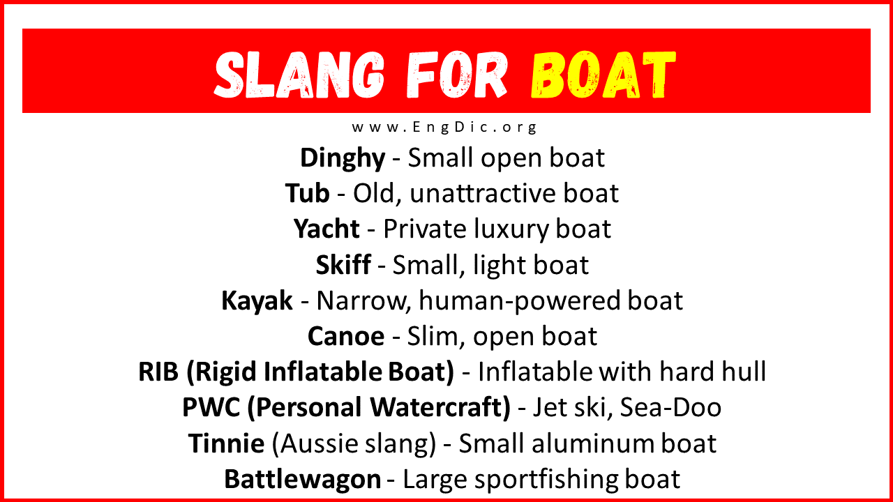 20+ Slang for Boat (Their Uses & Meanings) - EngDic