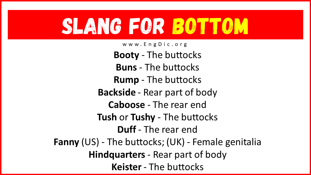 20 Slang For Bottom Their Uses Meanings EngDic