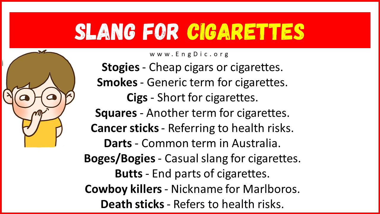 20 Slang for Cigarettes Their Uses Meanings EngDic