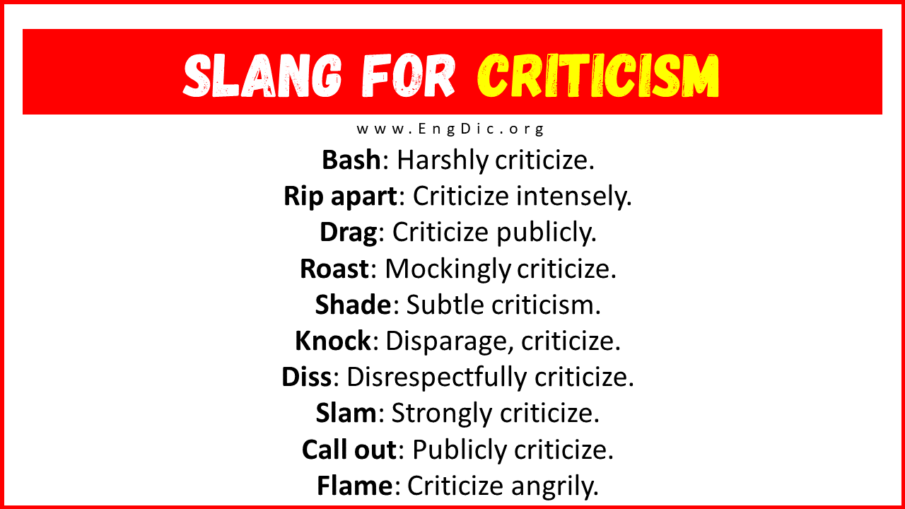 Slang For Criticism