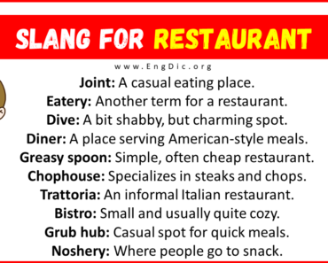 30+ Slang for Restaurant (Their Uses & Meanings)