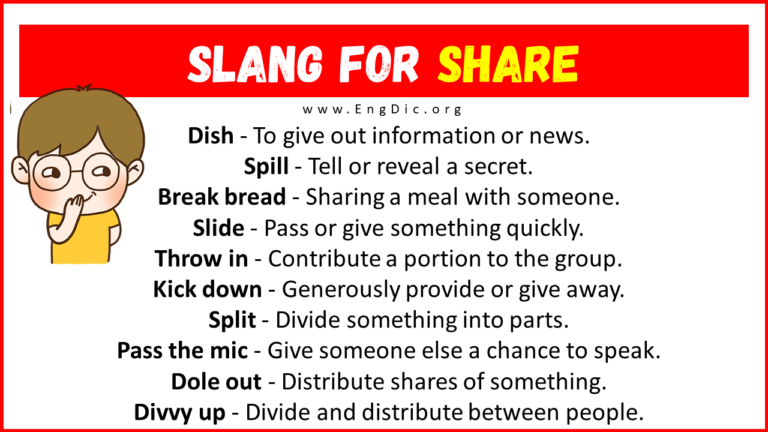 30 Slang For Share Their Uses And Meanings Engdic