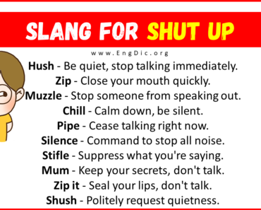 30+ Slang for Shut up (Their Uses & Meanings)