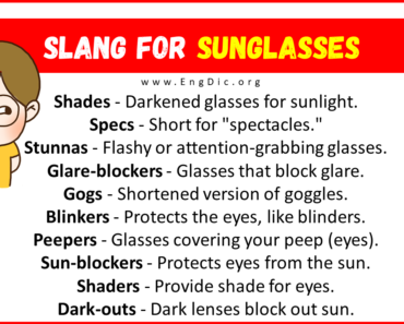 30+ Slang for Sunglasses (Their Uses & Meanings)