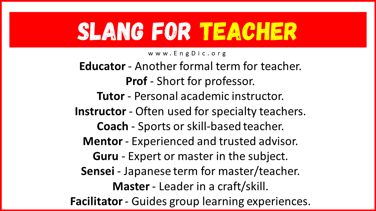 Slang For Teacher