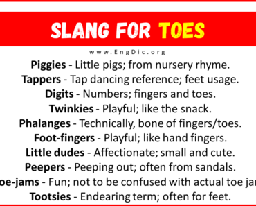 30+ Slang for Toes (Their Uses & Meanings)