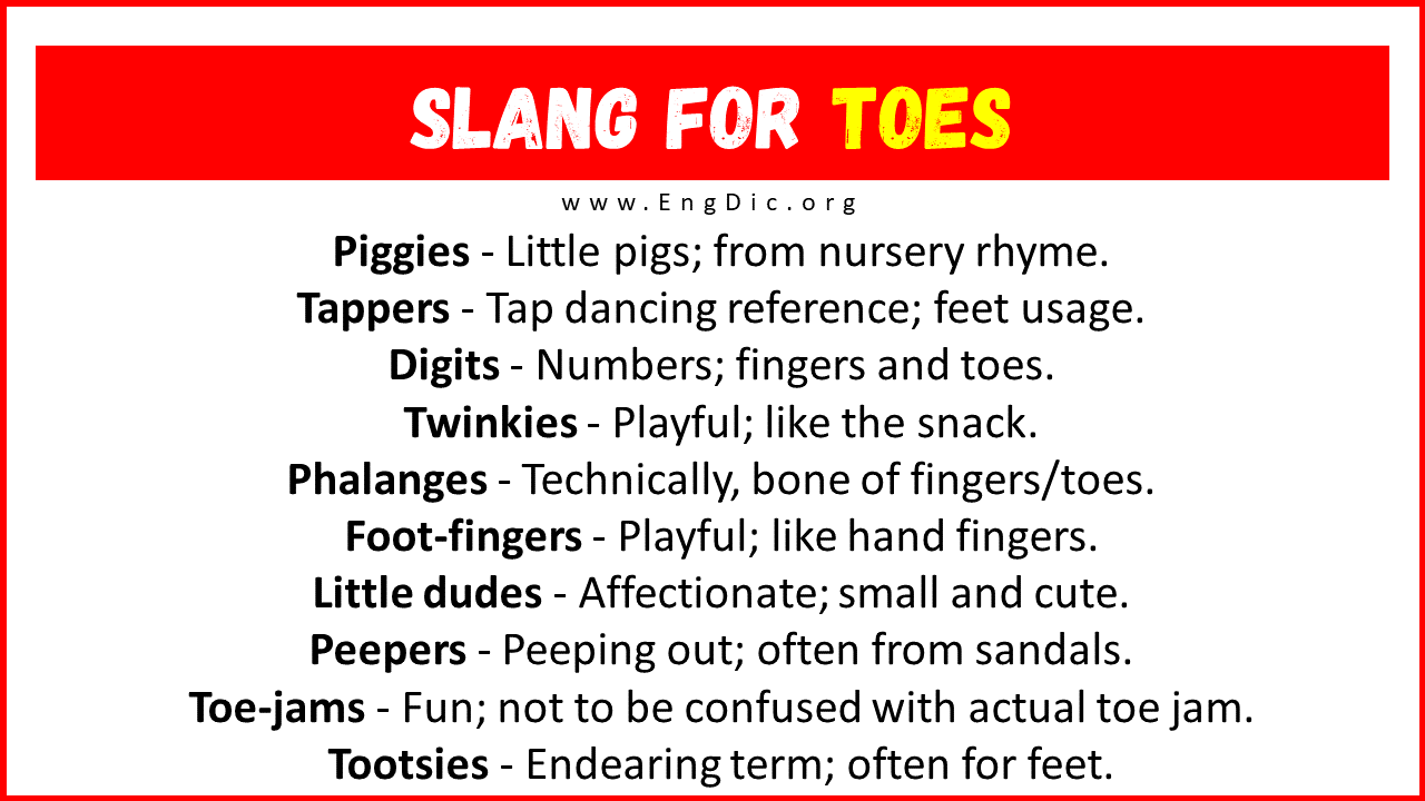 Slang For Toes