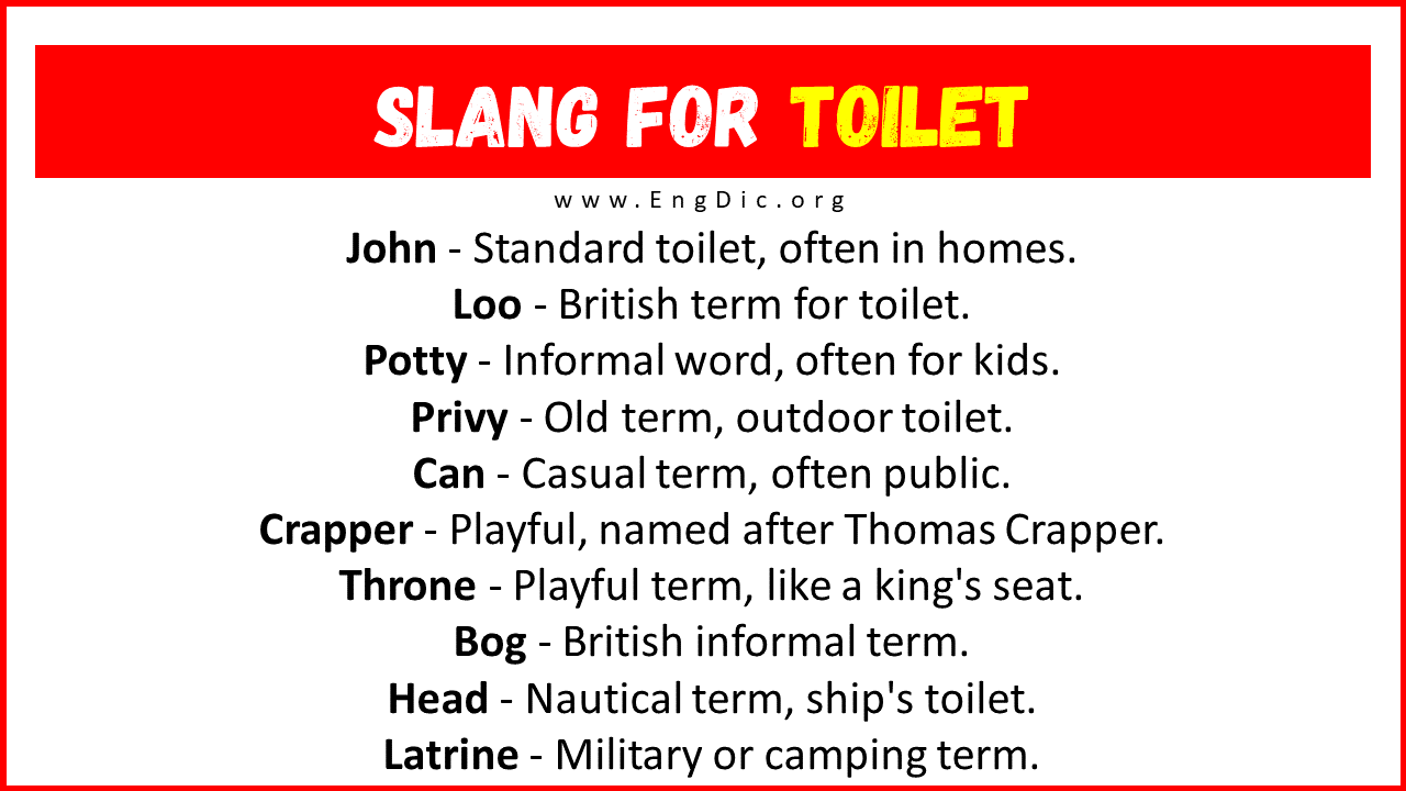 Slang For Toilet