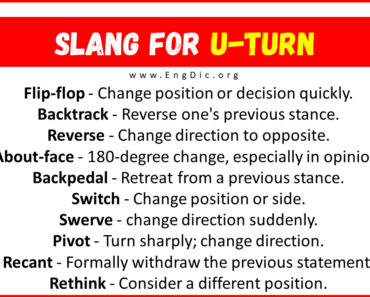30+ Slang for U-Turn (Their Uses & Meanings)