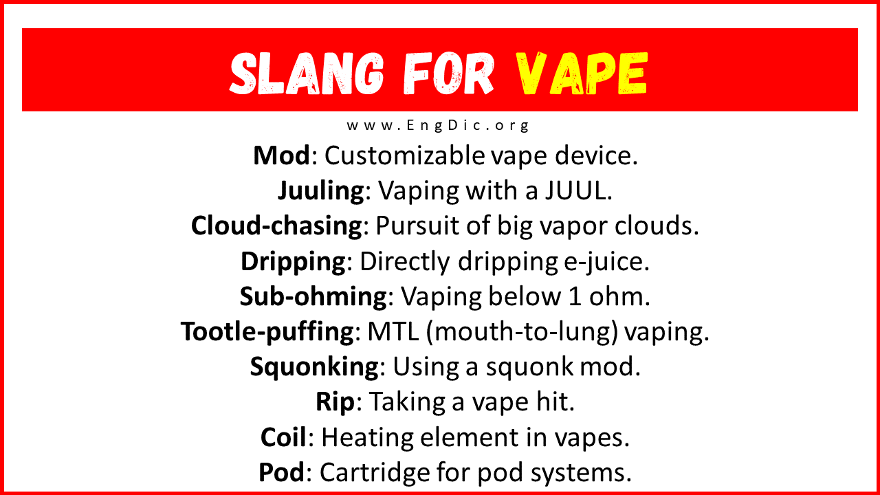 40 Slang for Vape Their Uses Meanings EngDic