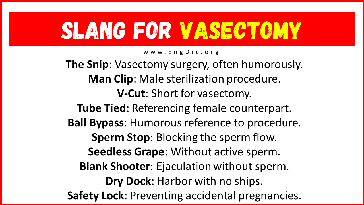 Slang For Vasectomy Slang For Vasectomy