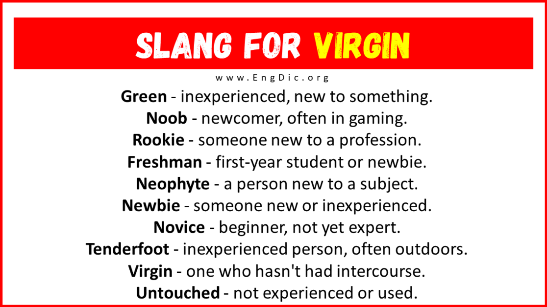 30 Slang For Virgin Their Uses And Meanings Engdic