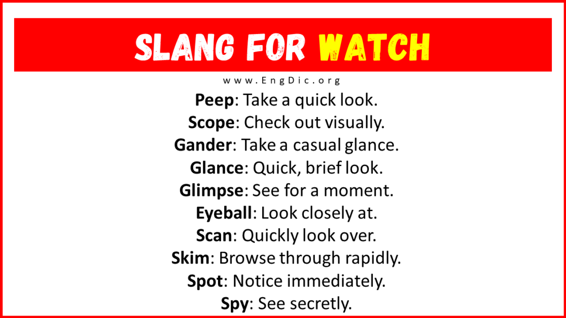 30+ Slang for Watch (Their Uses & Meanings) EngDic