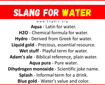 30+ Slang for Water (Their Uses & Meanings)