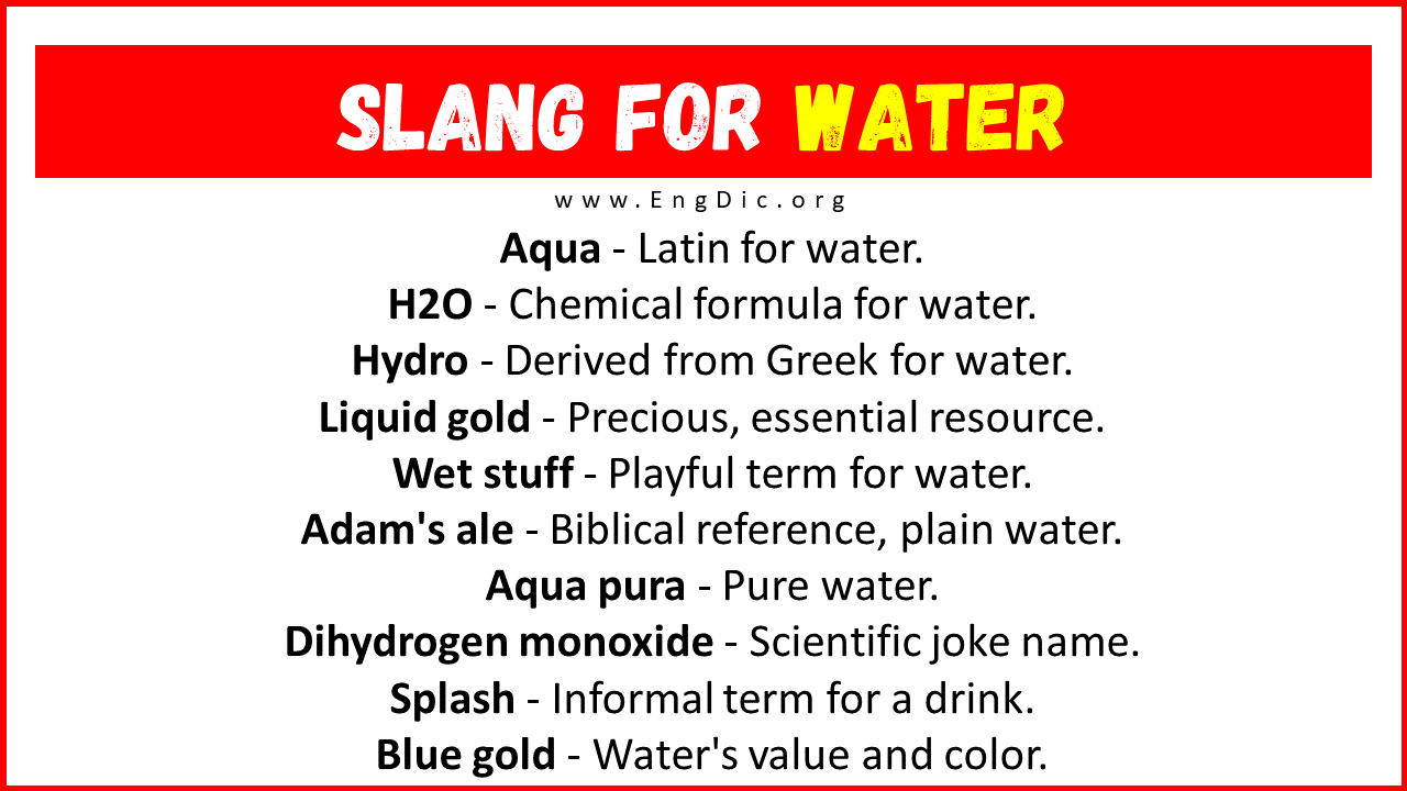 30-slang-for-water-their-uses-meanings-engdic