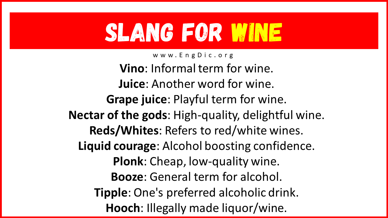 Slang For Wine