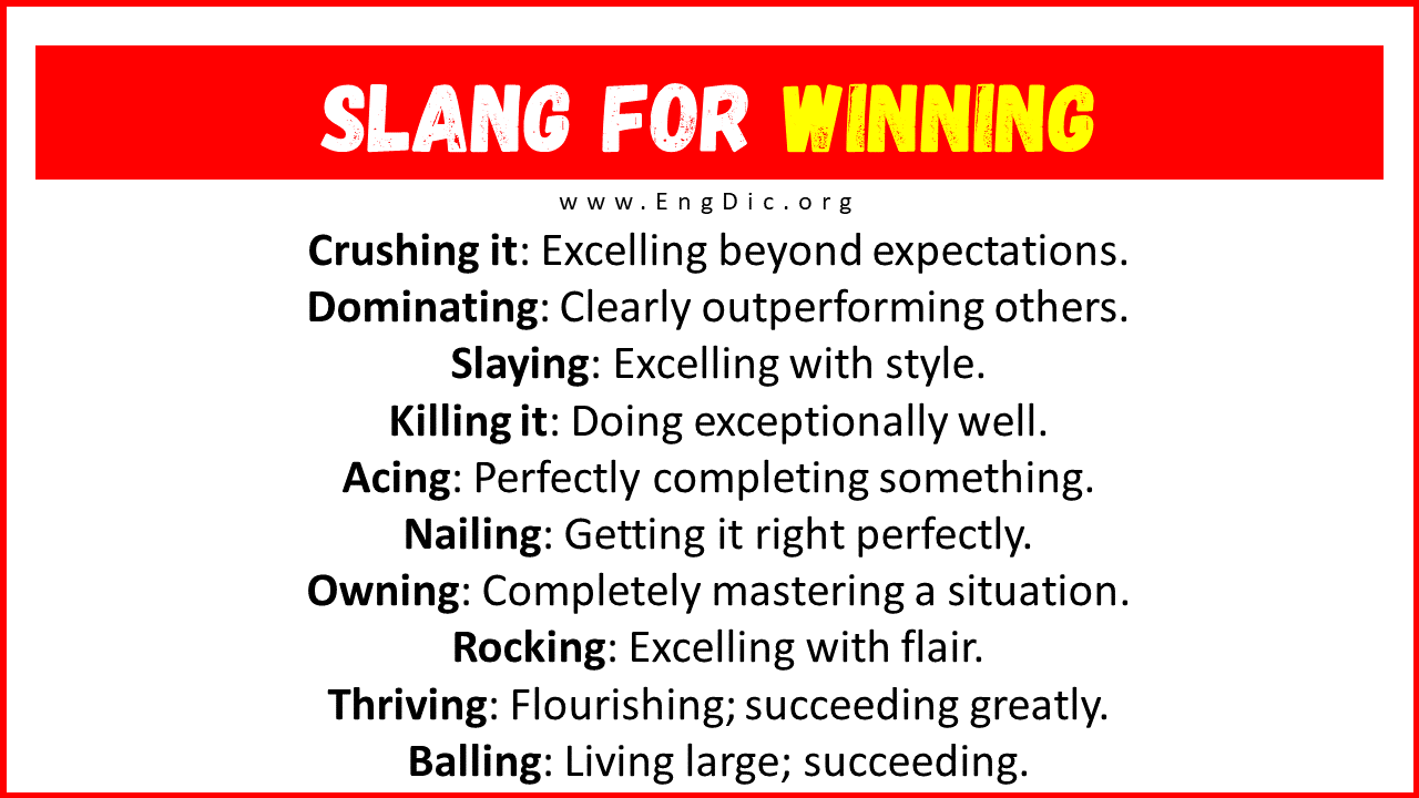 Slang For Winning