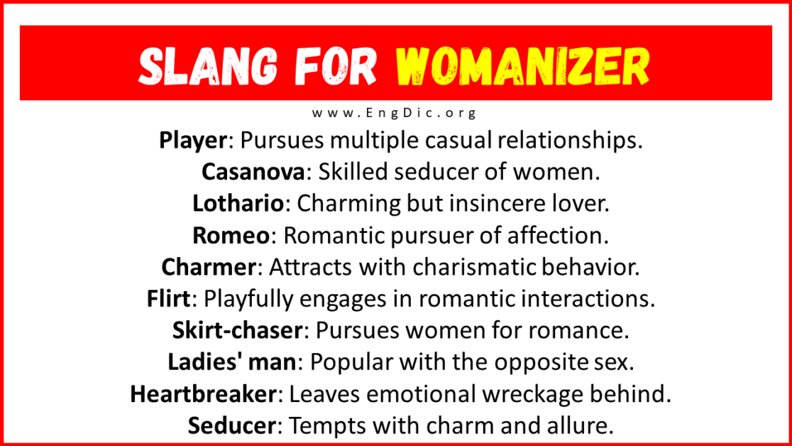 30+ Slang for Womanizer (Their Uses & Meanings) EngDic