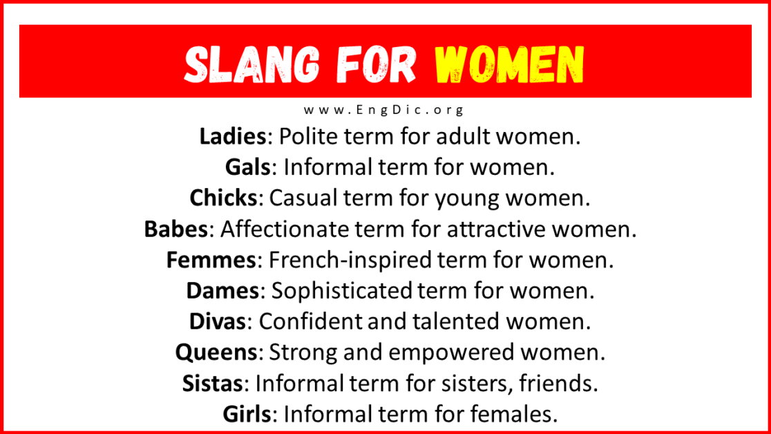 30 Slang For Women Their Uses And Meanings Engdic