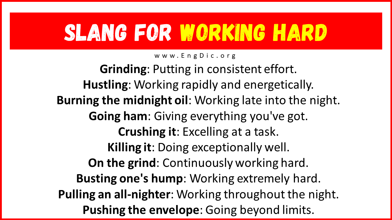 Slang For Working Hard