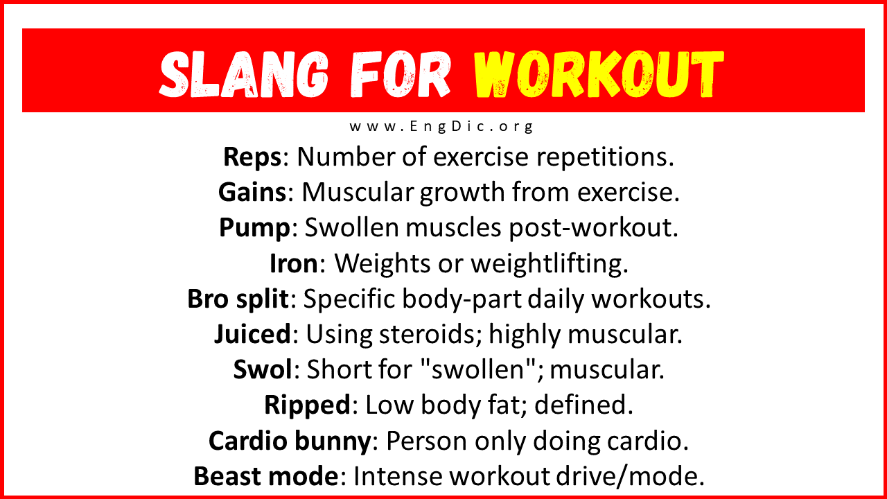 Slang For Workout