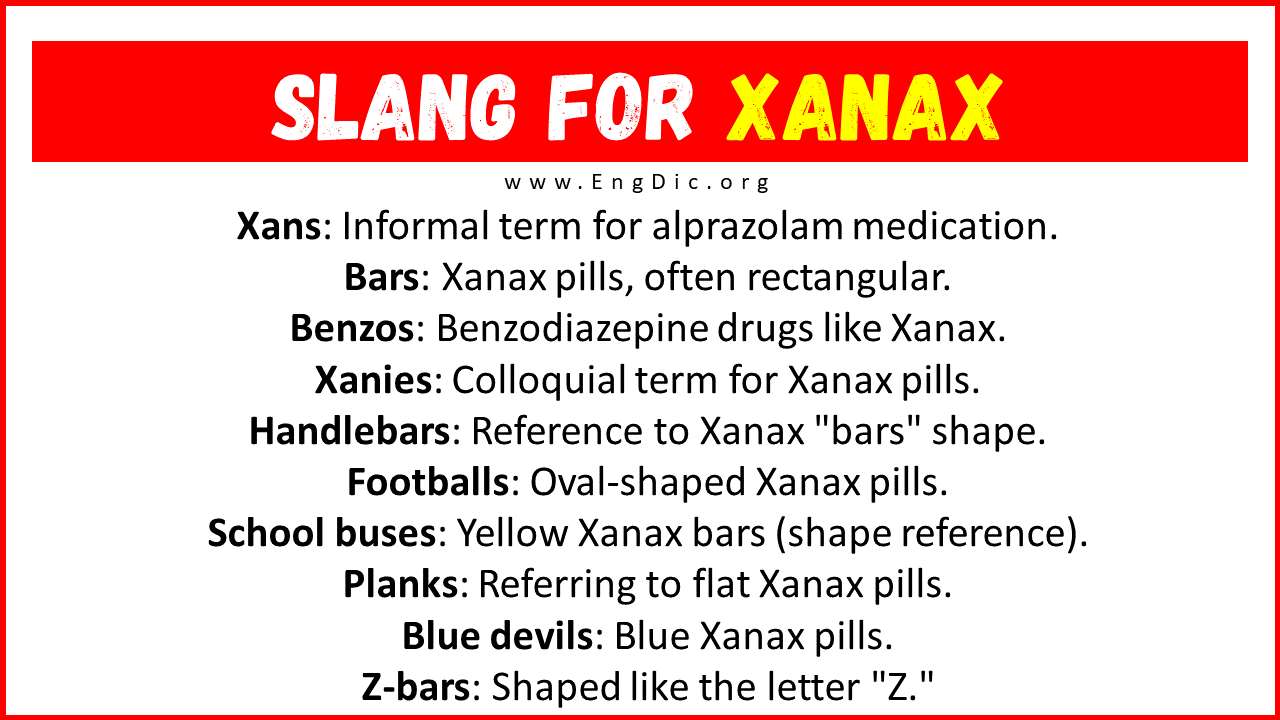 Slang For Xanax Slang For Xanax