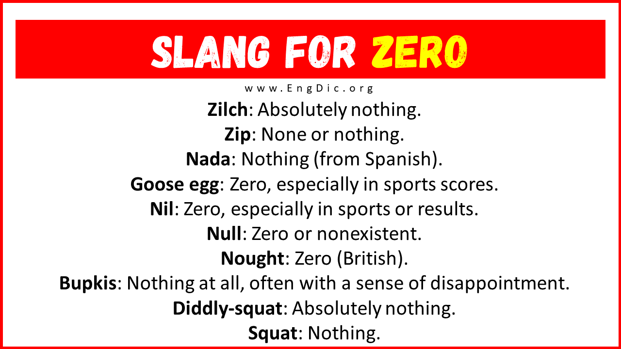Slang For Zero