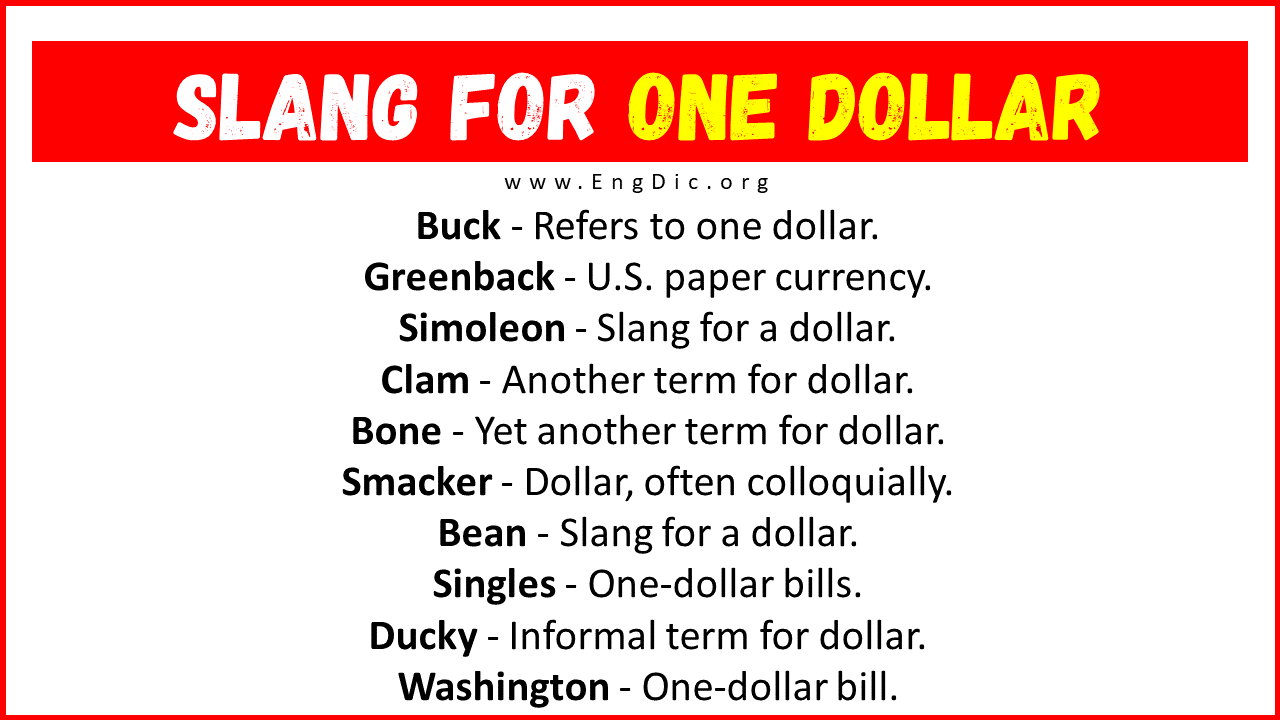 Slang For one Dollar