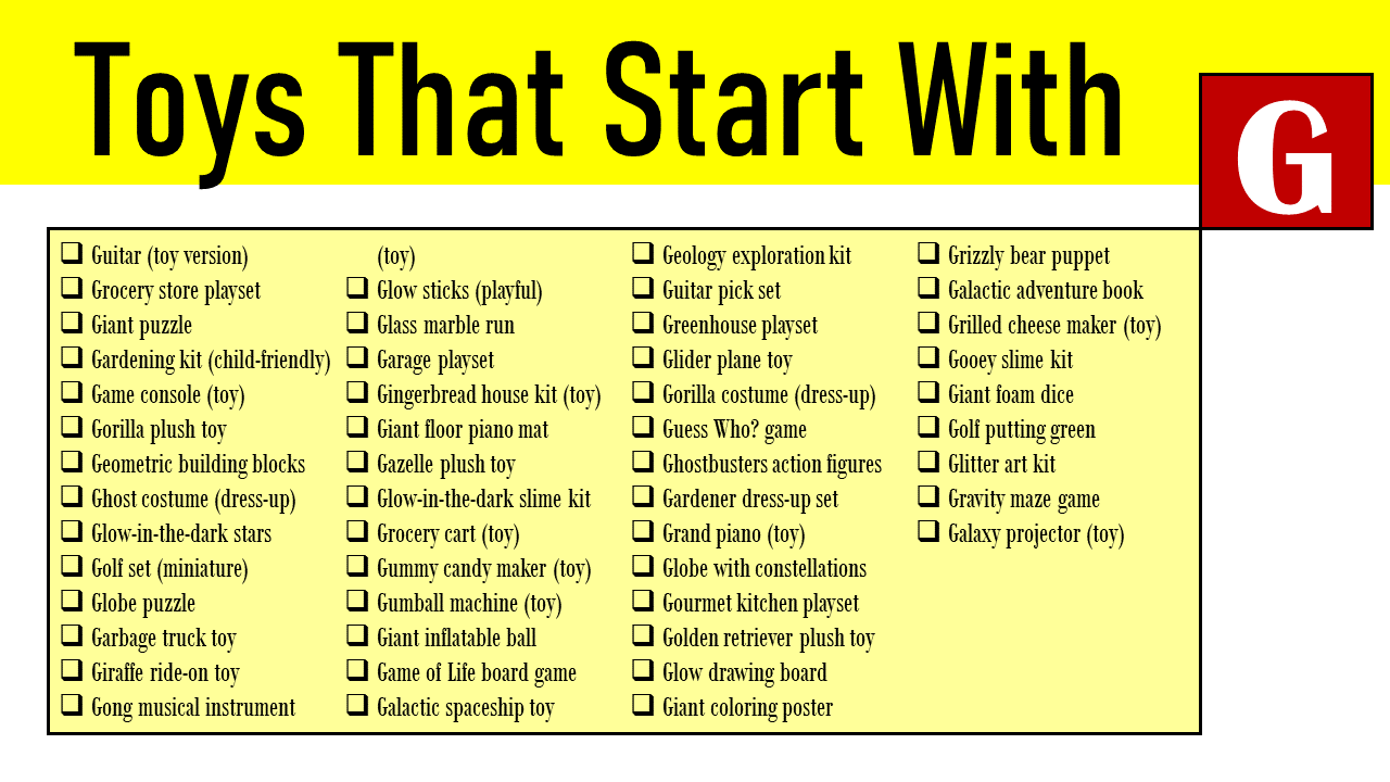Toys That Start With g
