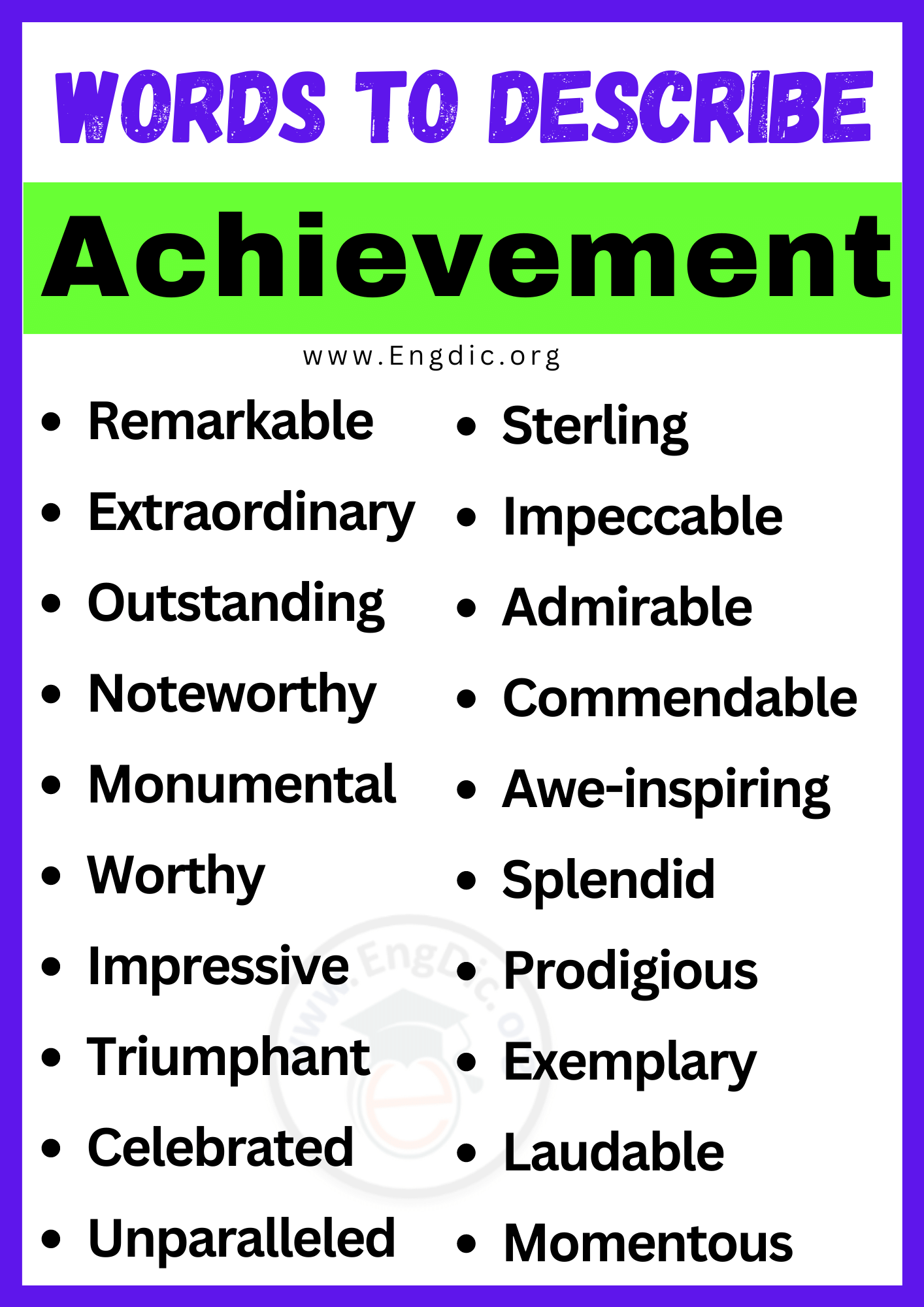 Words to Describe Achievement