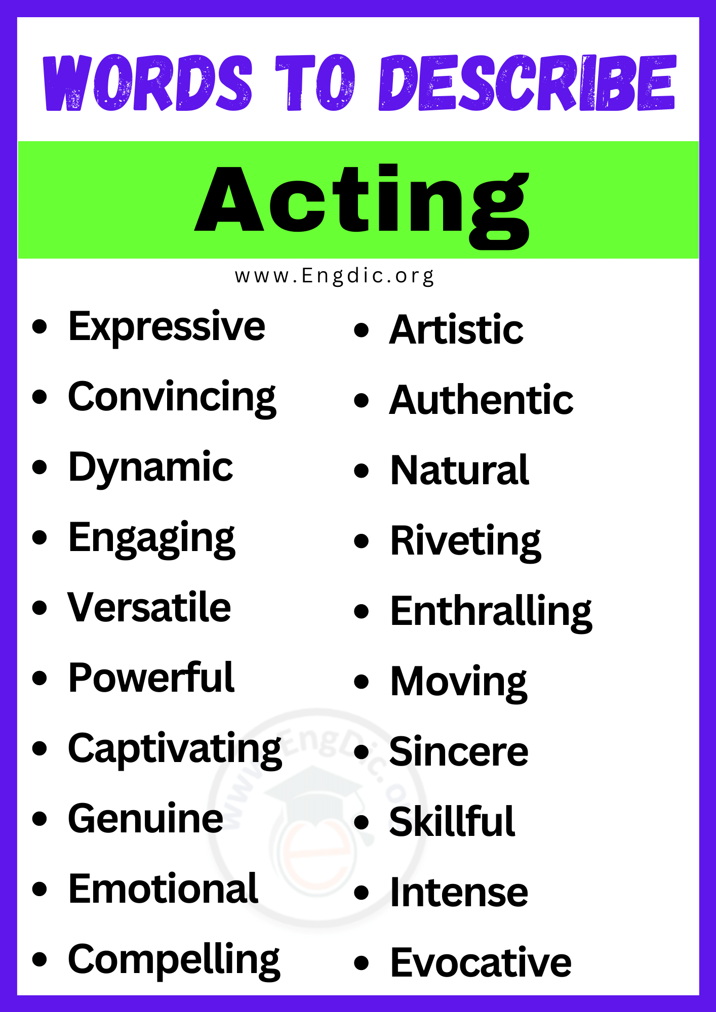 Words to Describe Acting