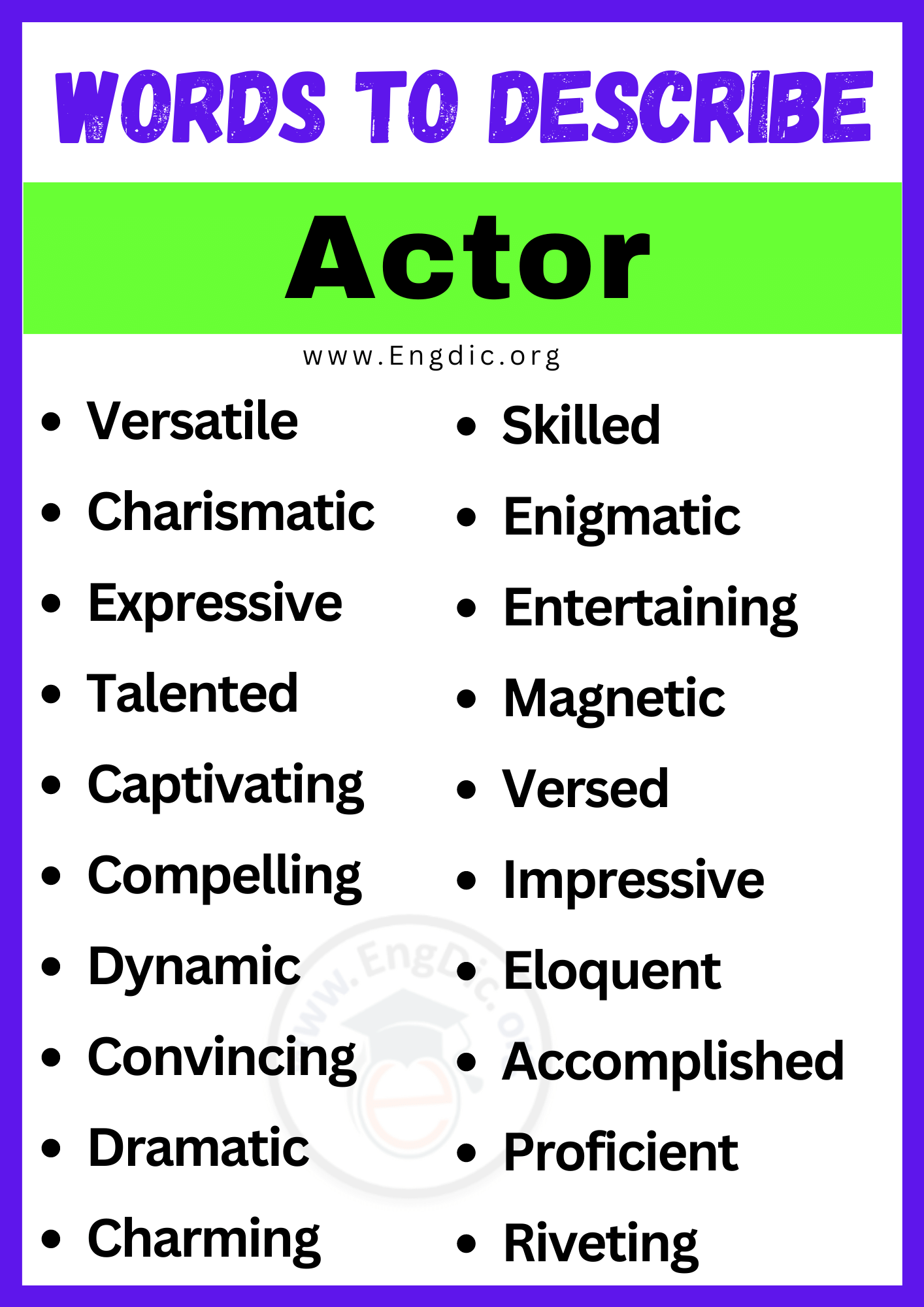 Words to Describe Actor