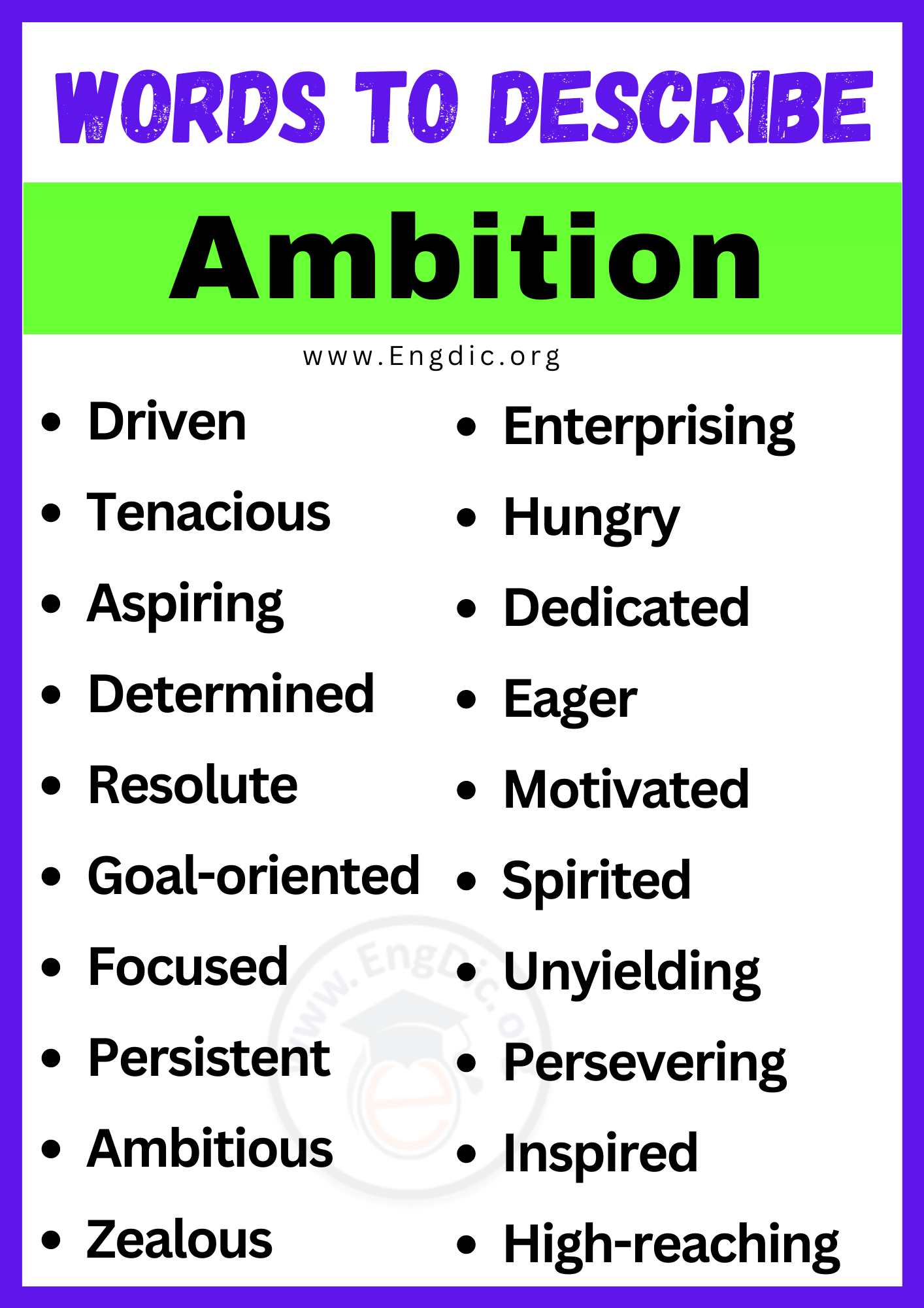Words to Describe Ambition