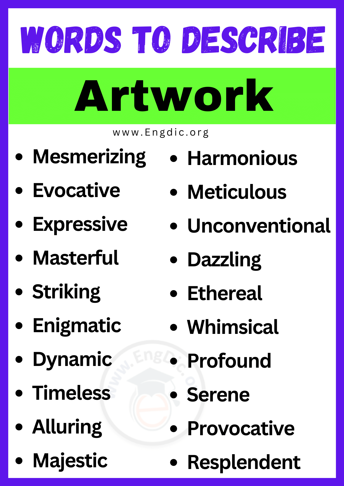 Words to Describe Artwork