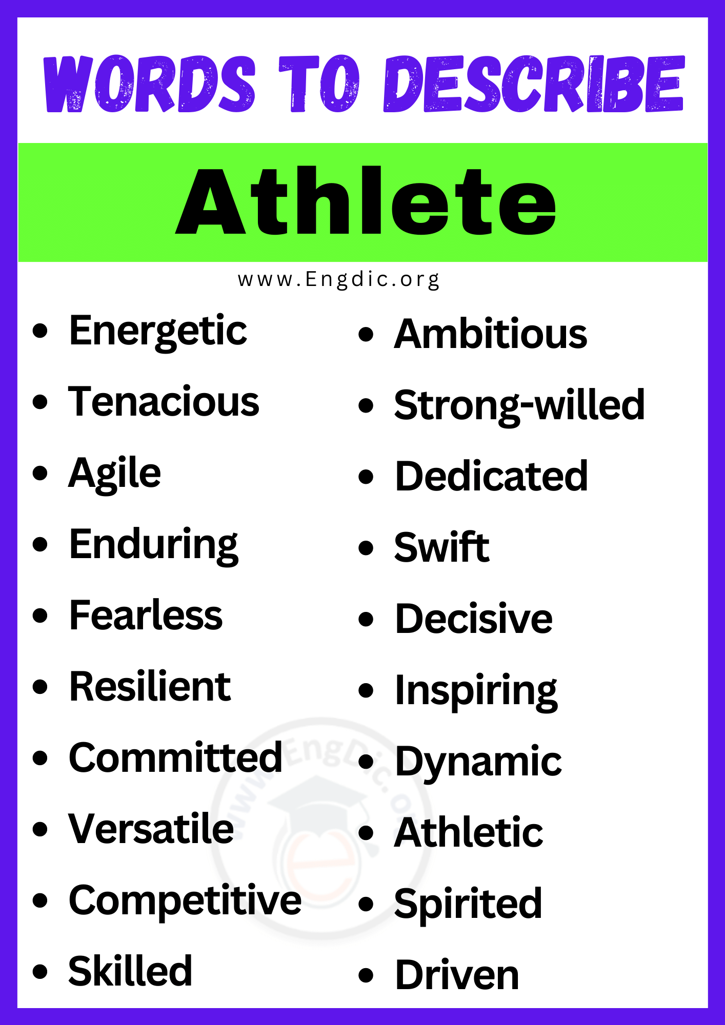 Words to Describe Athlete