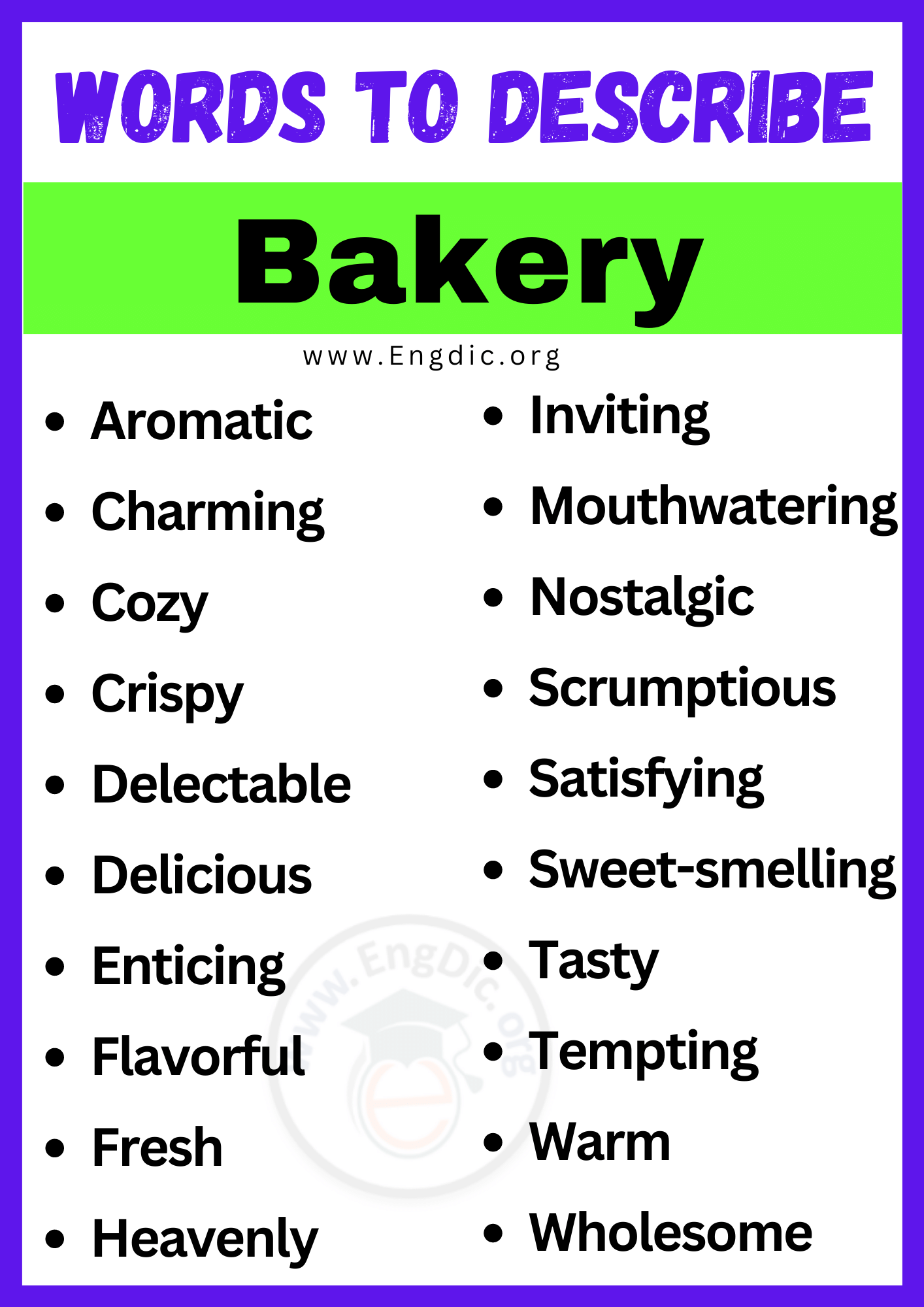 how to describe a bakery creative writing