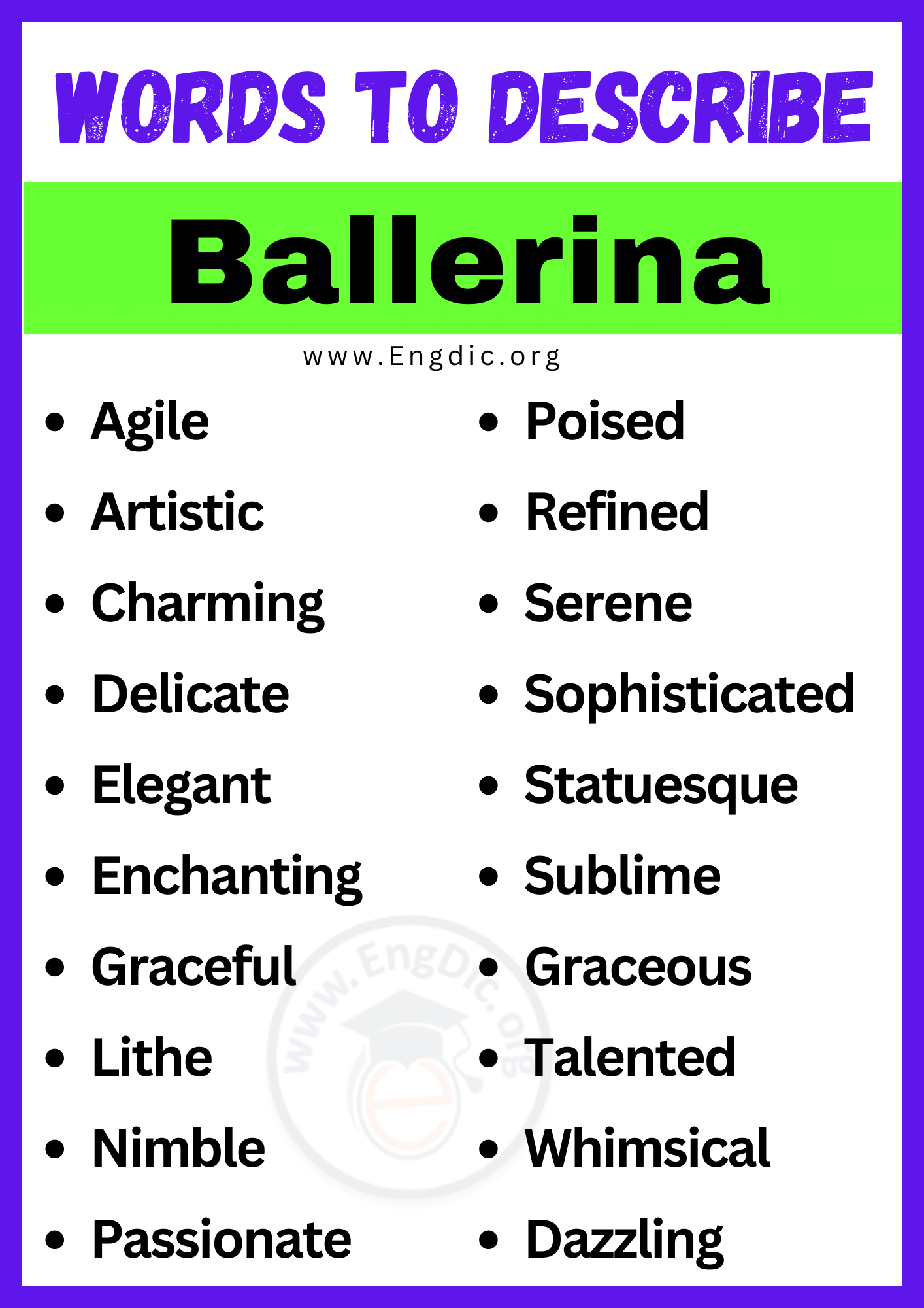 Words to Describe Ballerina