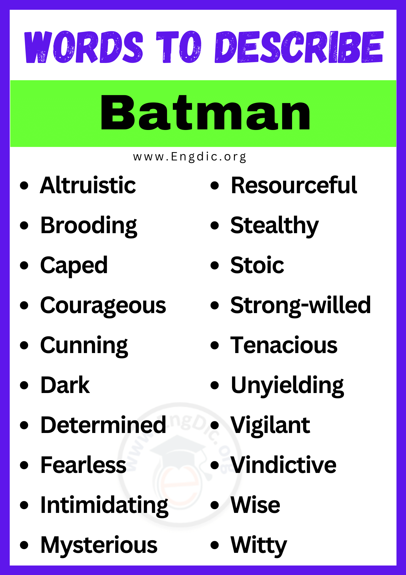 Words to Describe Batman