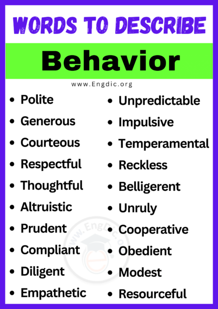 20+ Best Words to Describe Behavior, Adjectives for Behavior - EngDic