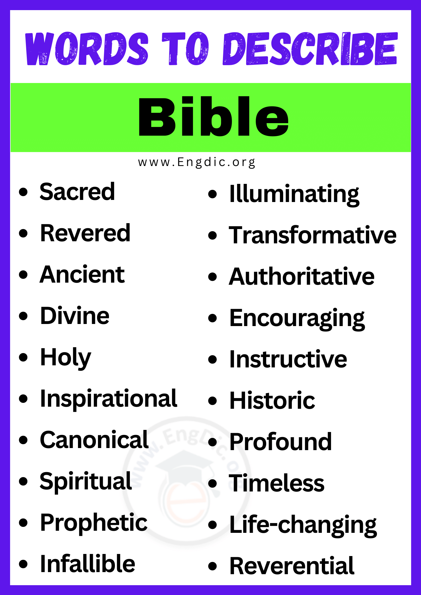 Words to Describe Bible