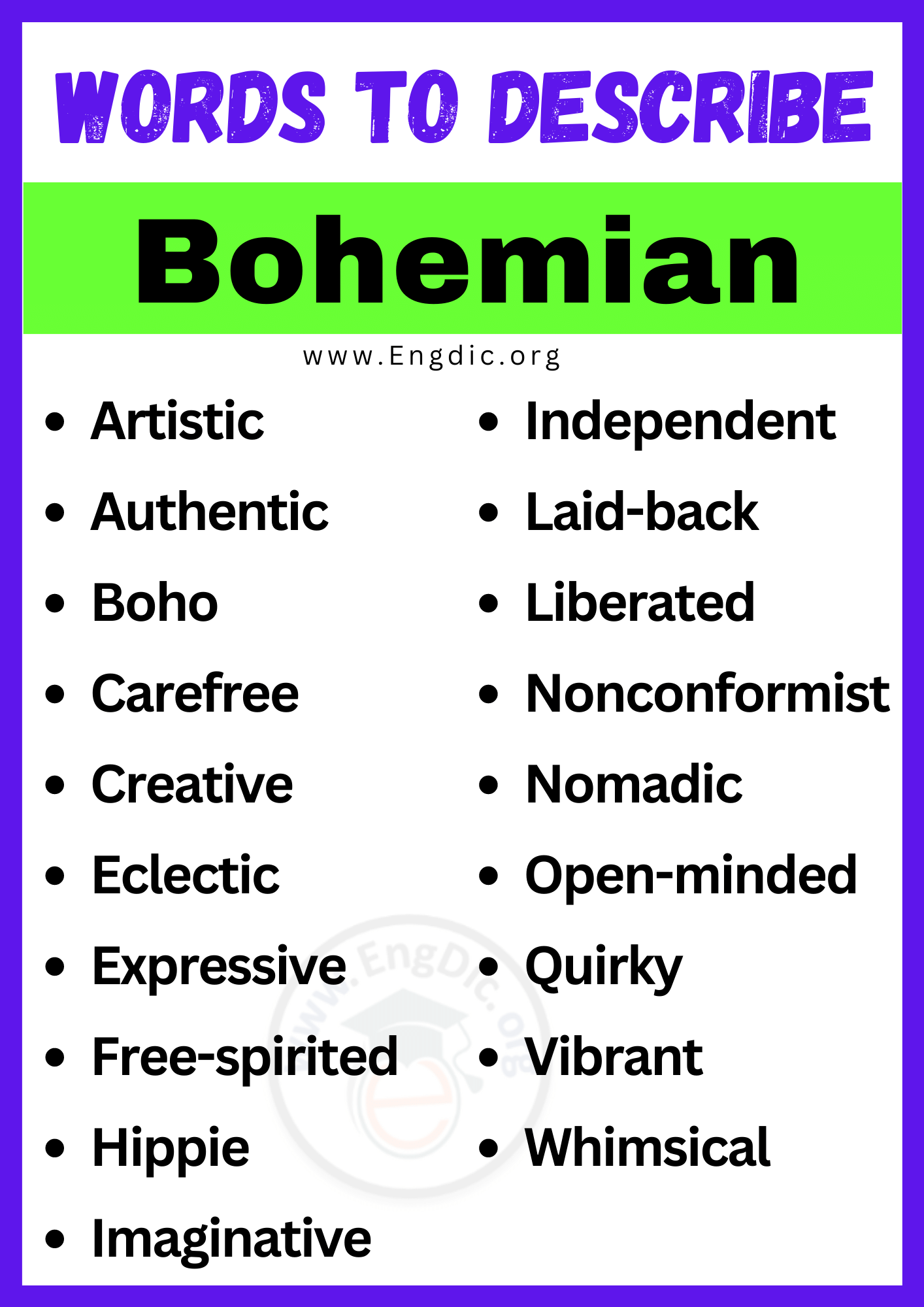 Words to Describe Bohemian