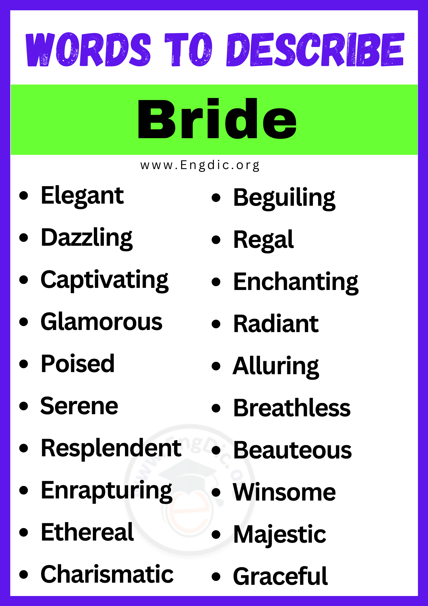 Words to Describe Bride