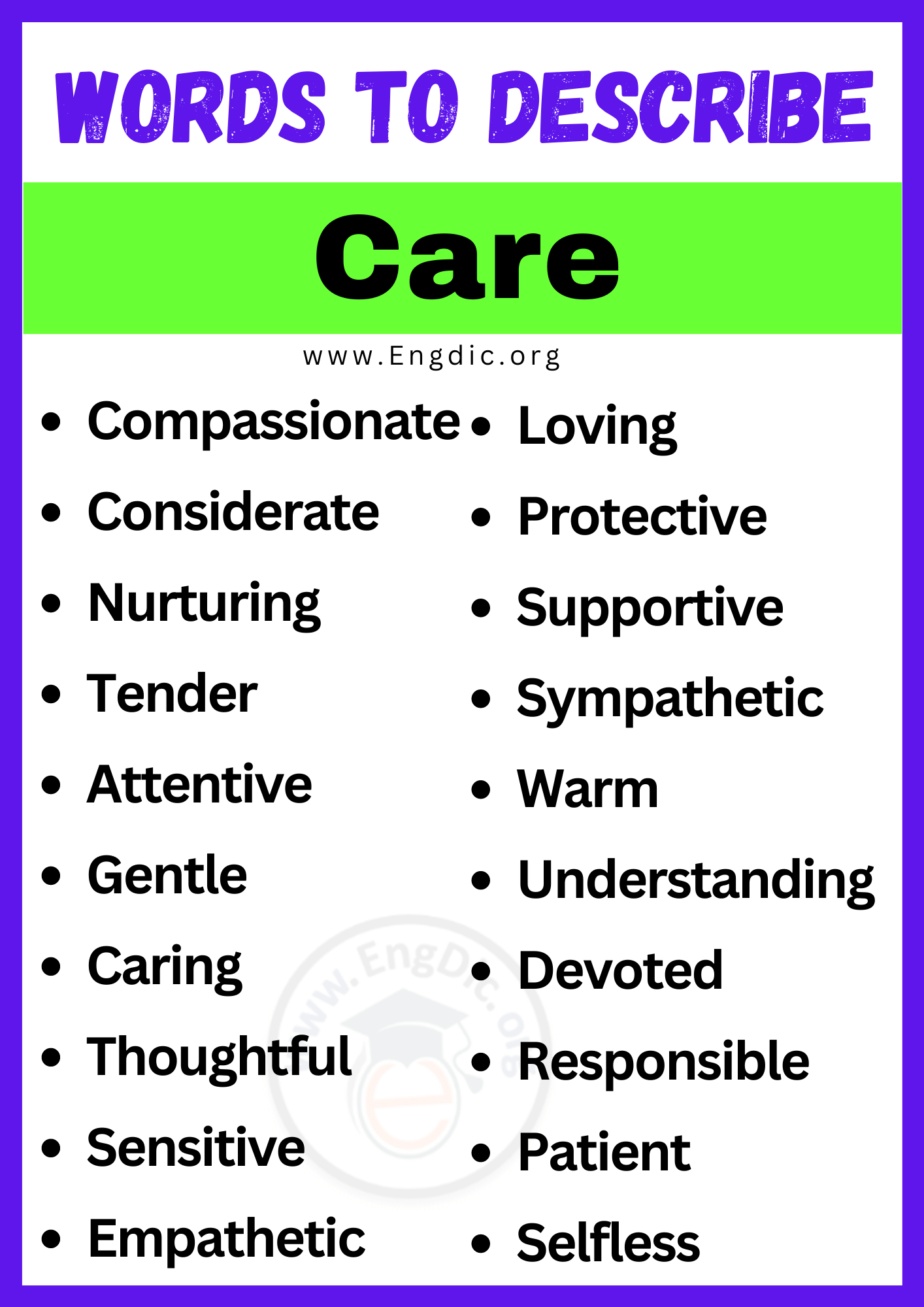 Words to Describe Care