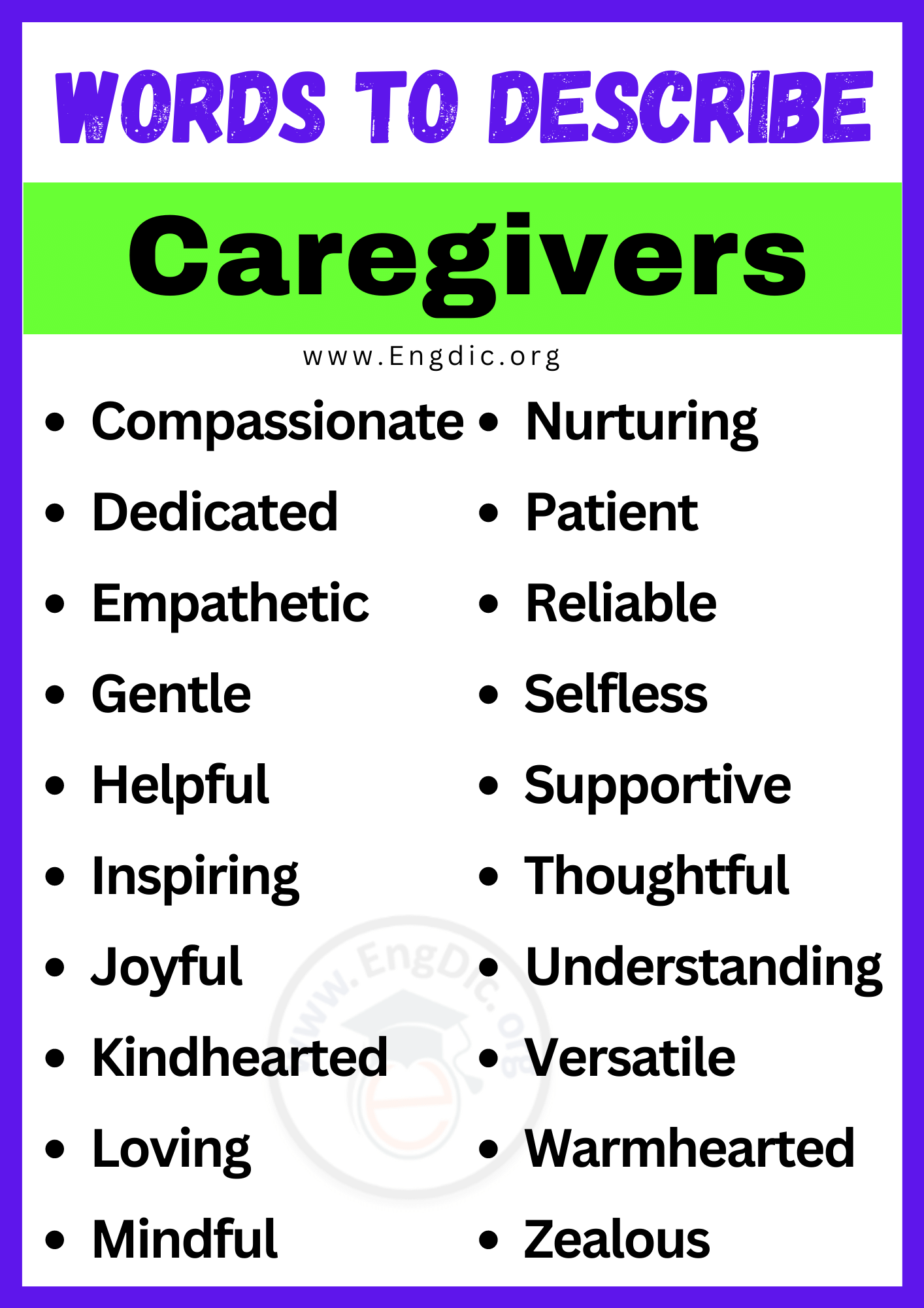 Words to Describe Caregivers