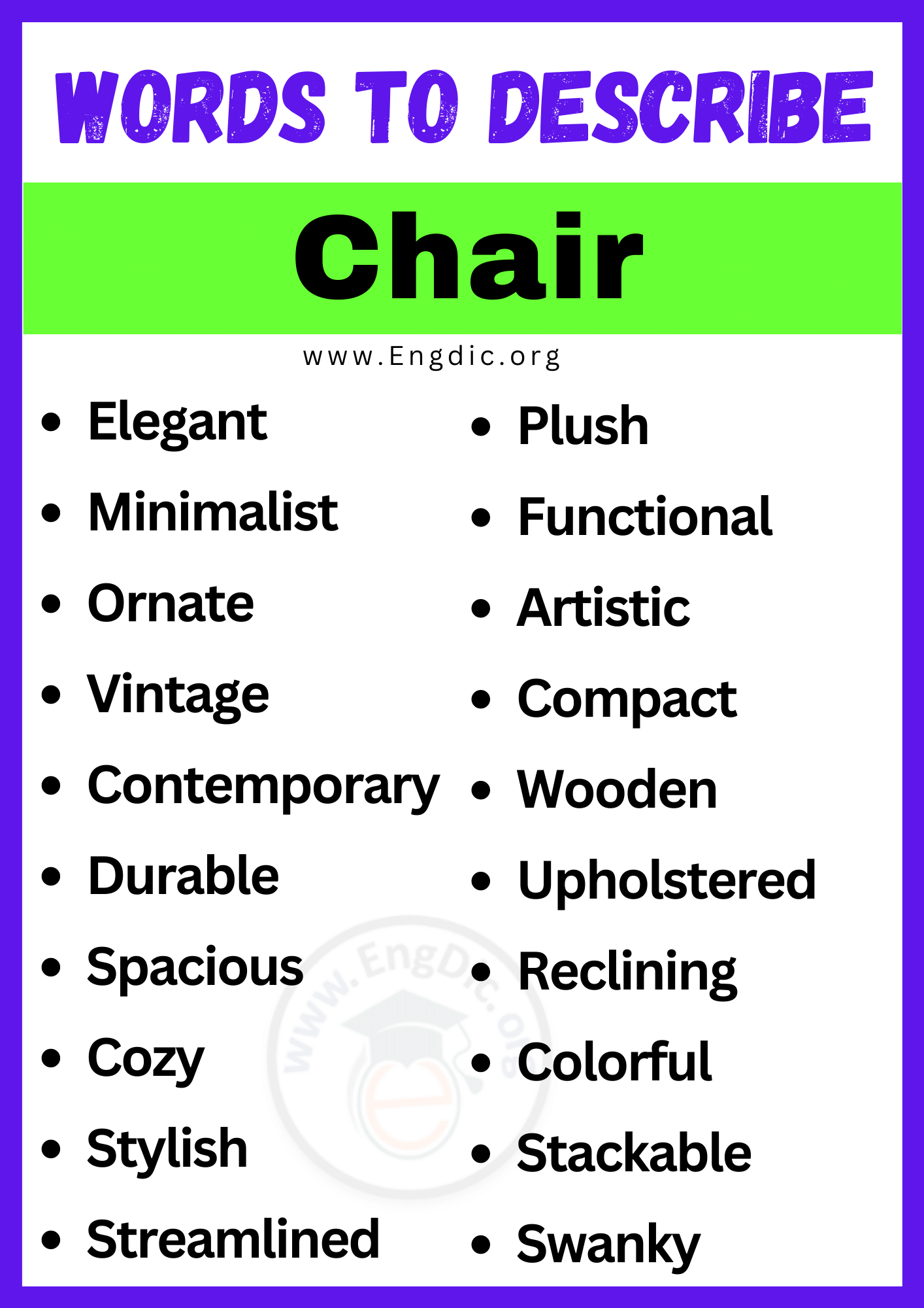 Words to Describe Chair