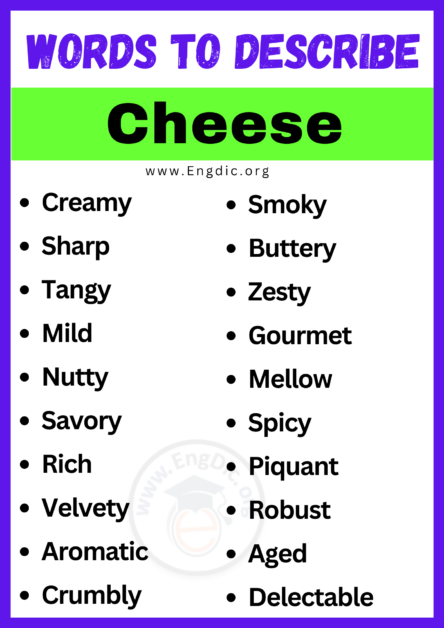 20+ Best Words to Describe Cheese, Adjectives for Cheese - EngDic